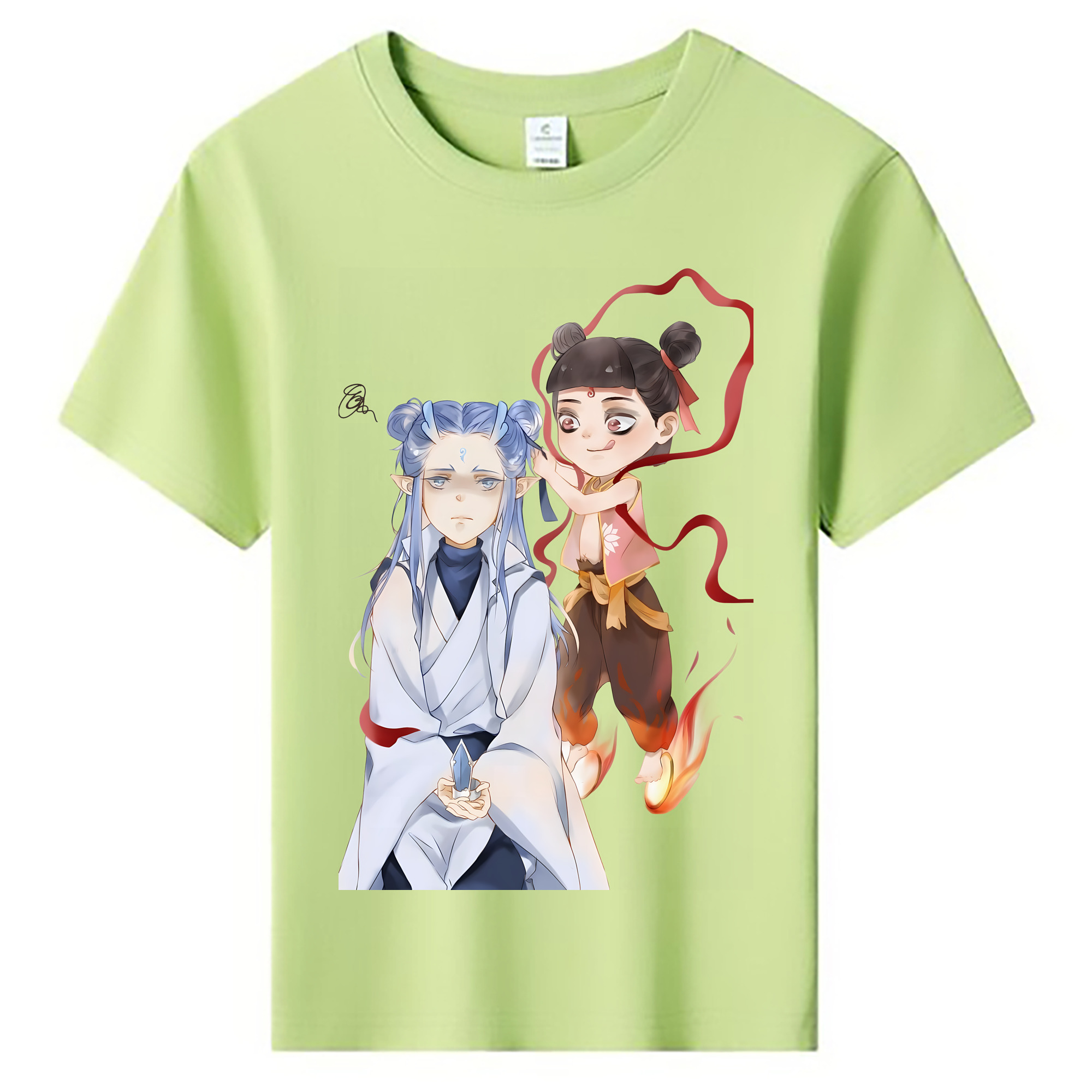 （画像用） Ne Zha 2 ナタ 魔童の大暴れ 綿100％キッズTシャツ（フロントプリント）